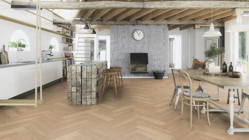 Boen Adagio Herringbone White Oak Engineered Flooring, Brushed, Live Natural Oil, 138x14x690mm