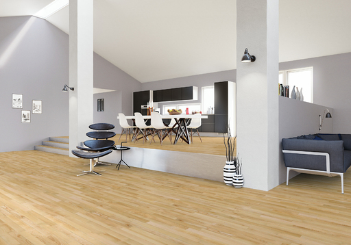 Junckers Light Ash Solid 2-Strip Wood Flooring, Oiled, Classic, 129x22mm
